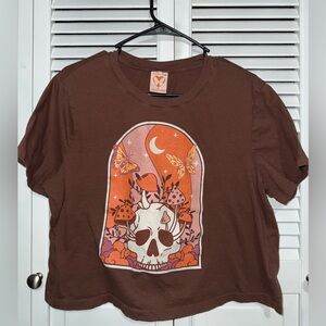 Self Esteem XL Brown Graphic Crop Top